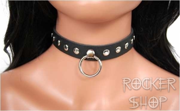 Náhrdelník CHOKER FLAT STUDS AND RING