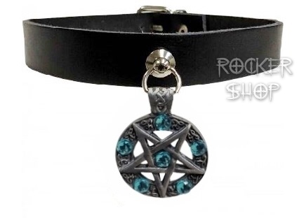 Náhrdelník CHOKER WITH PENTAGRAM TURQUOISE STONES