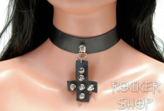 Náhrdelník CHOKER CROSS & KILLER STUDS