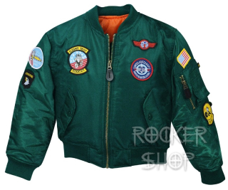 Bunda BOMBER MA1 TOP GUN detská-Bottlegreen