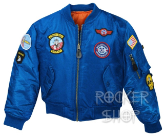 Bunda BOMBER MA1 TOP GUN detská-Royal Blue