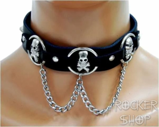 Náhrdelník CHOKER RINGS & CHAIN & SKULLS